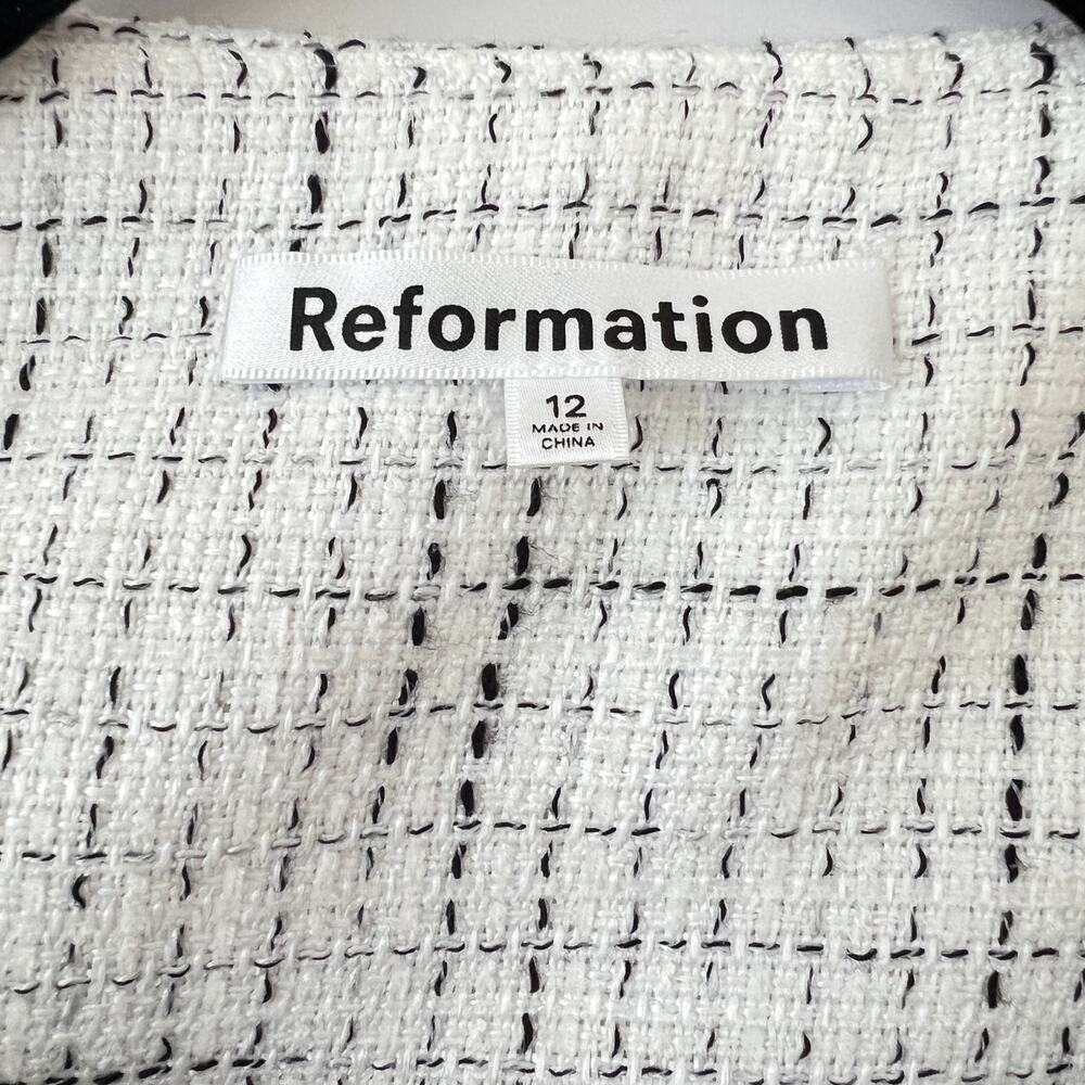Reformation Womens Terra Tweed Jacket White Size 12 - Picture 9 of 10